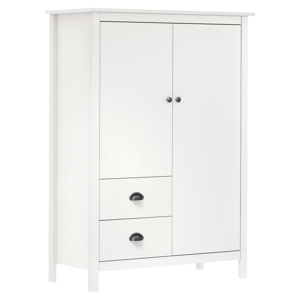Ντουλάπα Hill Δίφυλλη Λευκή 99x45x137 εκ. Μασίφ Ξύλο Πεύκου