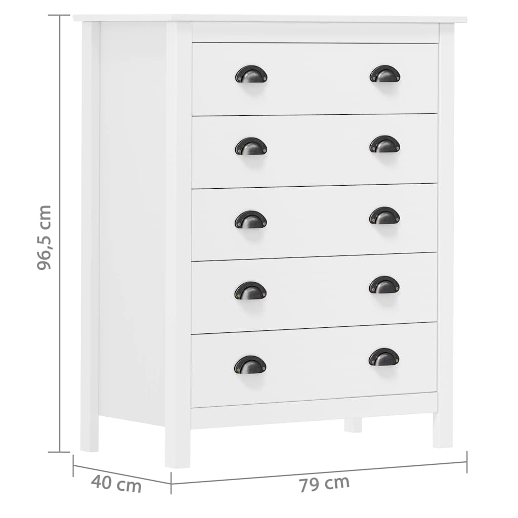 Μπουφές Hill Γκρι 5 Συρτάρια 79x40x96,5εκ από Μασίφ Ξύλο Πεύκου
