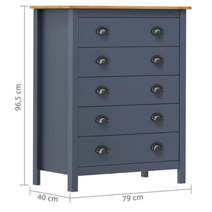 Μπουφές Hill Γκρι 5 Συρτάρια Γκρι79x40x96,5εκ Μασίφ Ξύλο Πεύκου