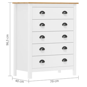 Μπουφές Hill Γκρι 5 Συρτάρια 79x40x96,5εκ από Μασίφ Ξύλο Πεύκου