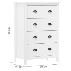 Μπουφές Hill Γκρι 4 Συρτάρια 79x40x110εκ από Μασίφ Ξύλο Πεύκου
