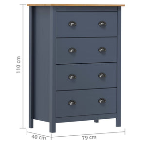Μπουφές Hill Γκρι 4 Συρτάρια Γκρι79x40x96,5εκ Μασίφ Ξύλο Πεύκου - Pakobazaar
