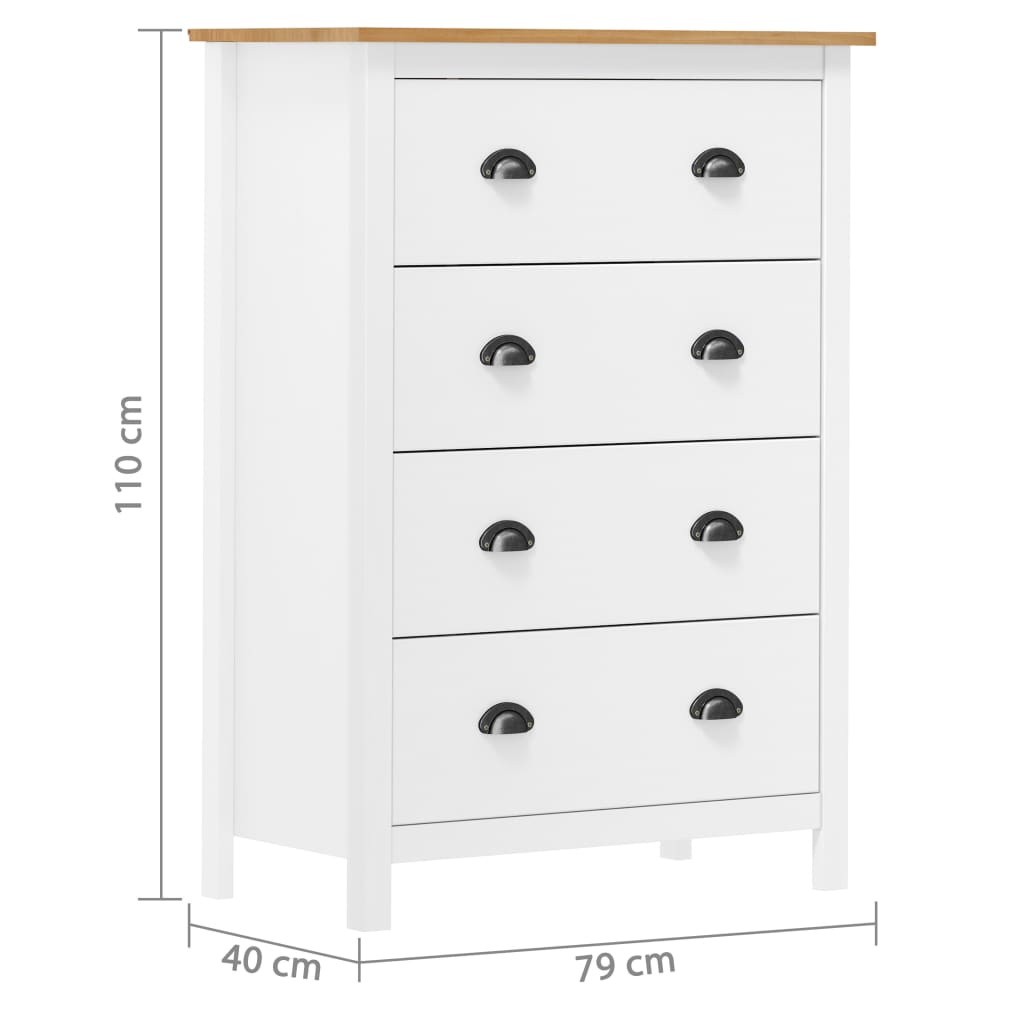 Μπουφές Hill Γκρι 4 Συρτάρια 79x40x110εκ από Μασίφ Ξύλο Πεύκου