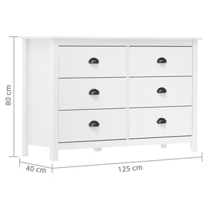 Μπουφές Hill Λευκός 125x40x80 εκ. από Μασίφ Ξύλο Πεύκου