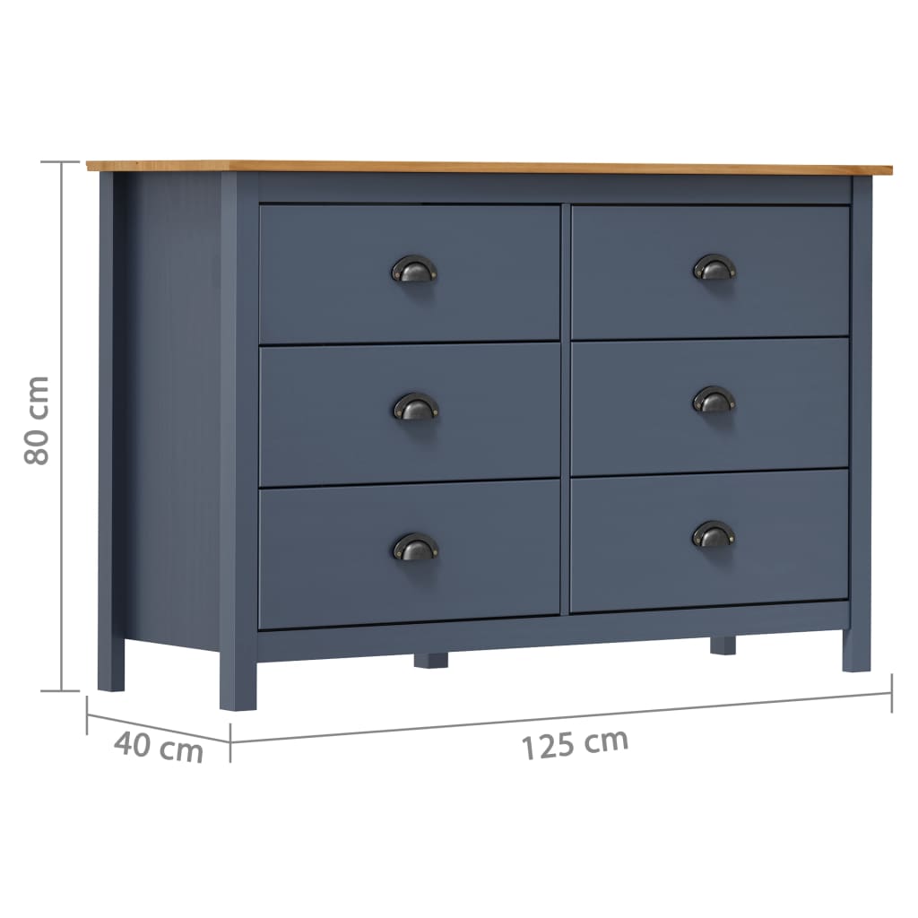 Μπουφές Hill Γκρι 125x40x80 εκ. από Μασίφ Ξύλο Πεύκου - PAKOBAZAAR