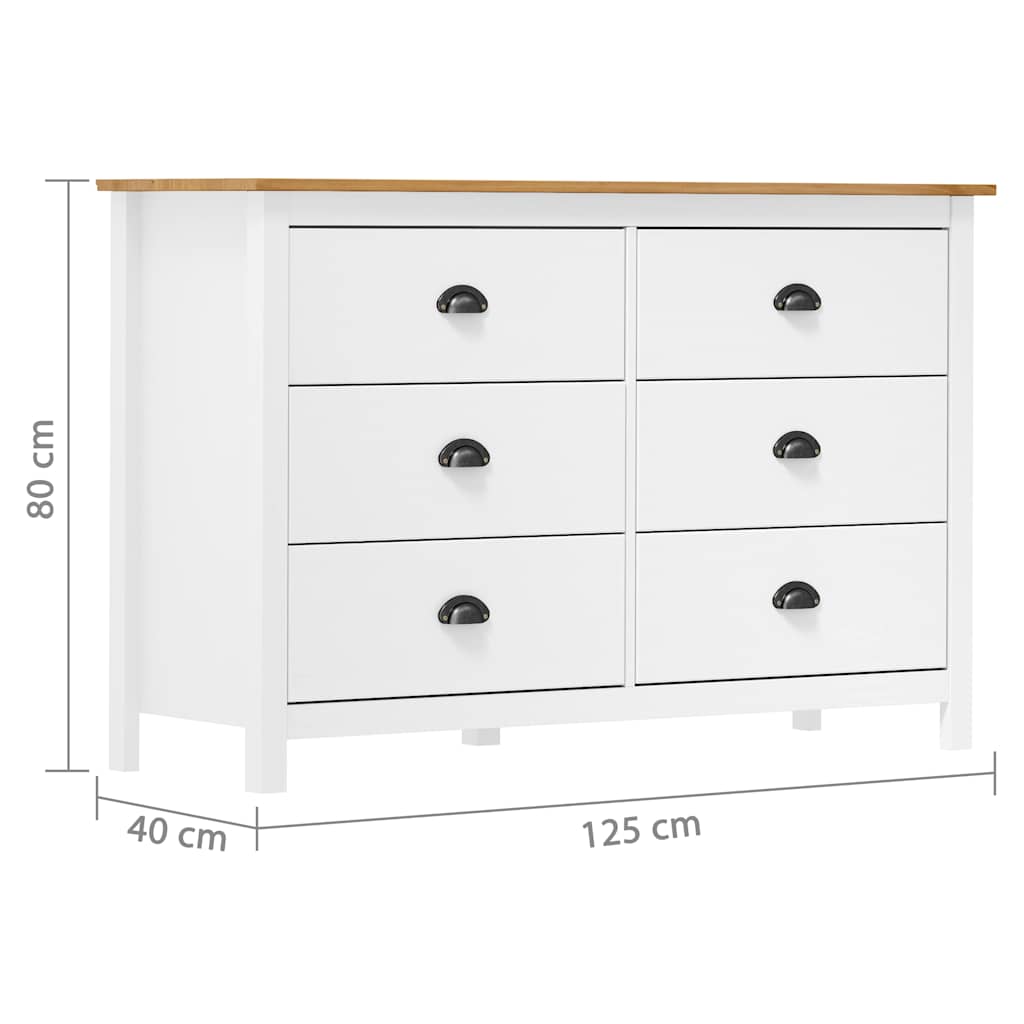 Μπουφές Hill Λευκός 125x40x80 εκ. από Μασίφ Ξύλο Πεύκου