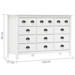 Μπουφές Hill Λευκός 130x37x80 εκ. από Μασίφ Ξύλο Πεύκου