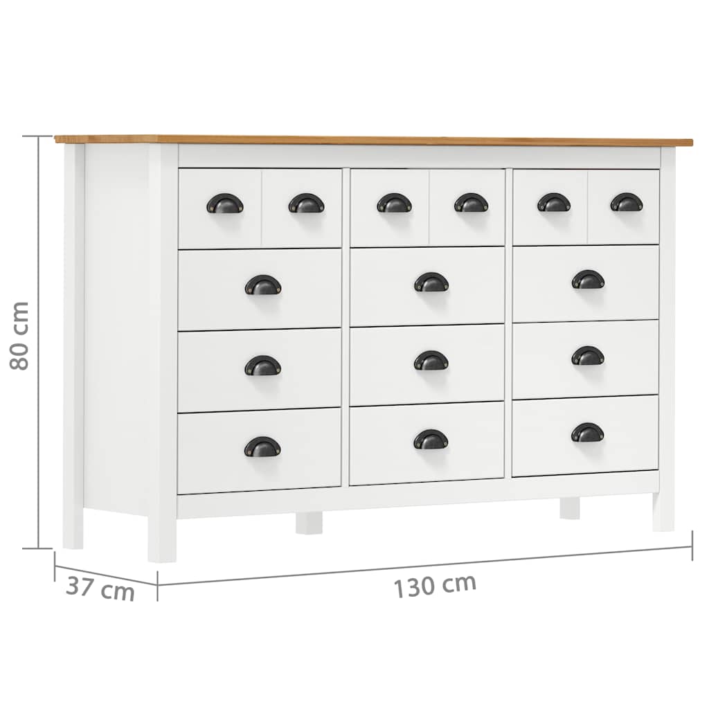 Μπουφές Hill Λευκός 130x37x80 εκ. από Μασίφ Ξύλο Πεύκου
