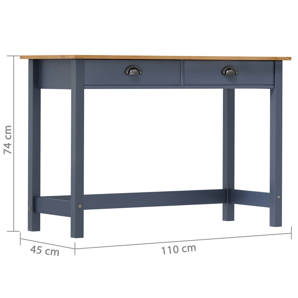 Κονσόλα Hill Γκρι 2 Συρτάρια Γκρι 110x45x74εκ Μασίφ Ξύλο Πεύκου - Pakobazaar
