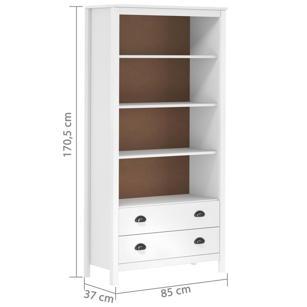 Βιβλιοθήκη Hill Λευκή 85x37x170,5 εκ. από Μασίφ Ξύλο Πεύκου - Pakobazaar