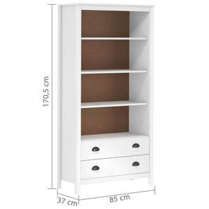 Βιβλιοθήκη Hill Λευκή 85x37x170,5 εκ. από Μασίφ Ξύλο Πεύκου - Pakobazaar