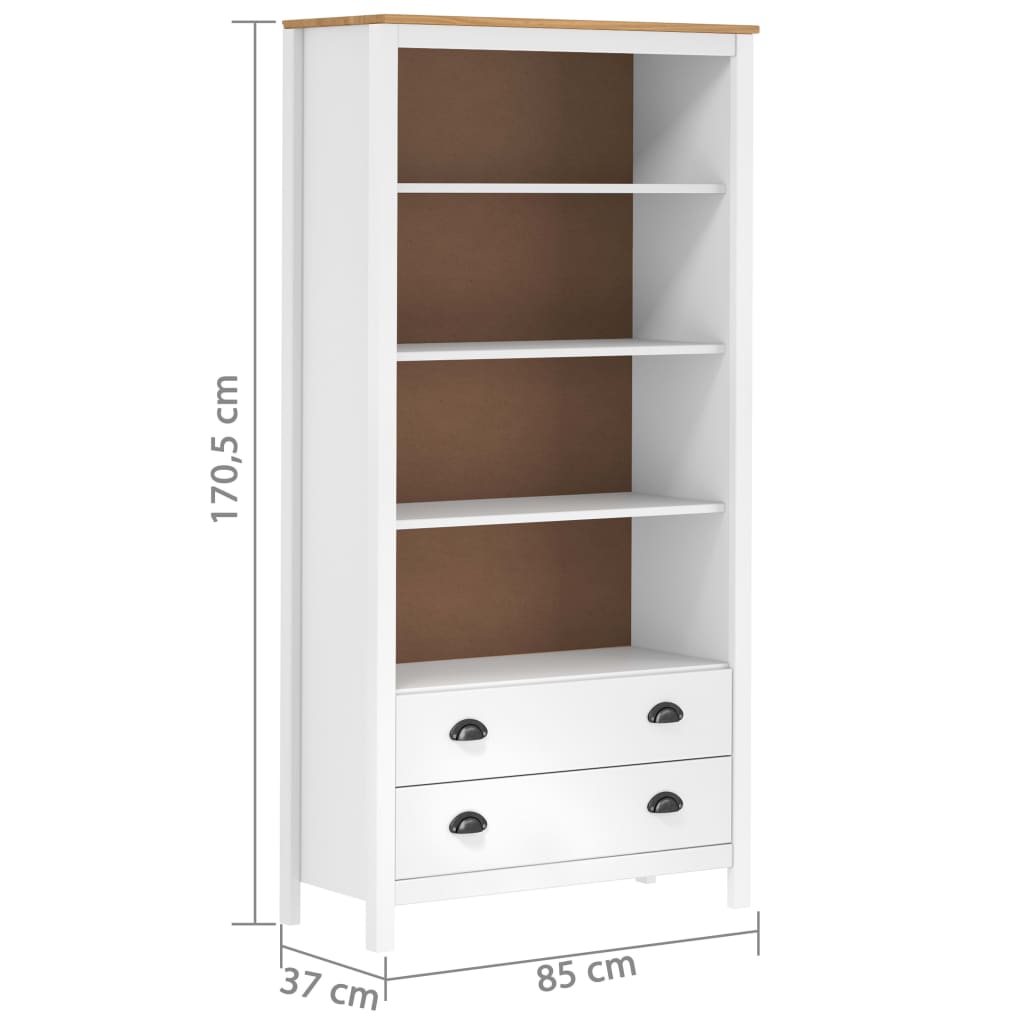Βιβλιοθήκη Hill Λευκή 85x37x170,5 εκ. από Μασίφ Ξύλο Πεύκου