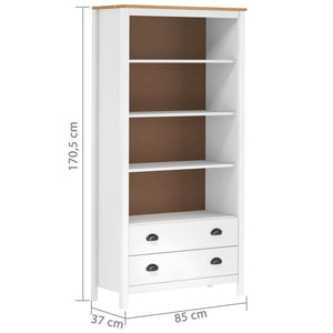 Βιβλιοθήκη Hill Λευκή 85x37x170,5 εκ. από Μασίφ Ξύλο Πεύκου