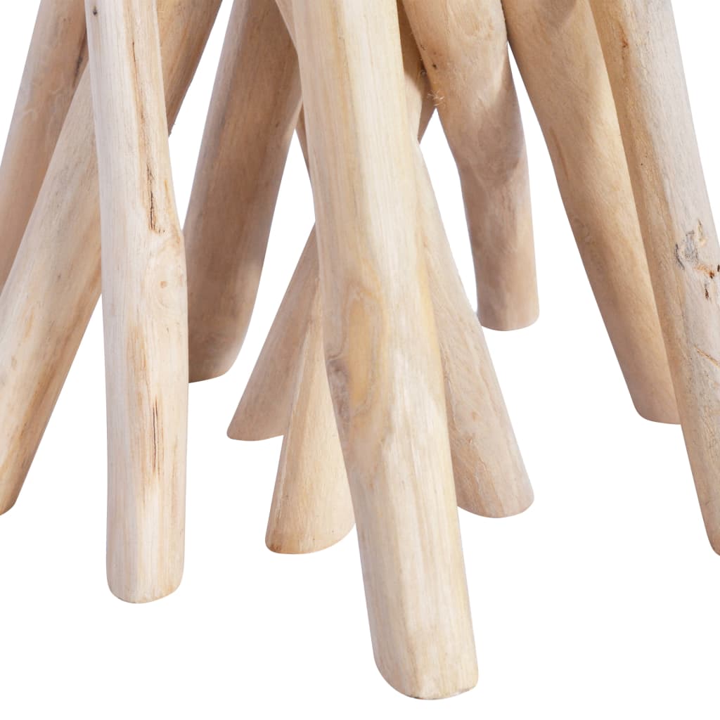 Τραπέζι Σαλονιού Γυάλινη Επιφάνεια 35x35x50 εκ. Μασίφ Ξύλο Teak - PAKOBAZAAR