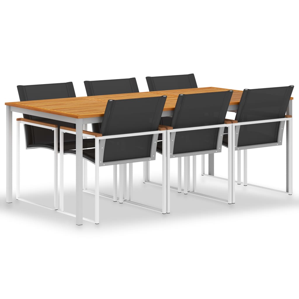 Σετ Τραπεζαρίας Κήπου 7 τεμ. Μασίφ Ξύλο Teak/Ανοξείδωτο Ατσάλι - Pakobazaar
