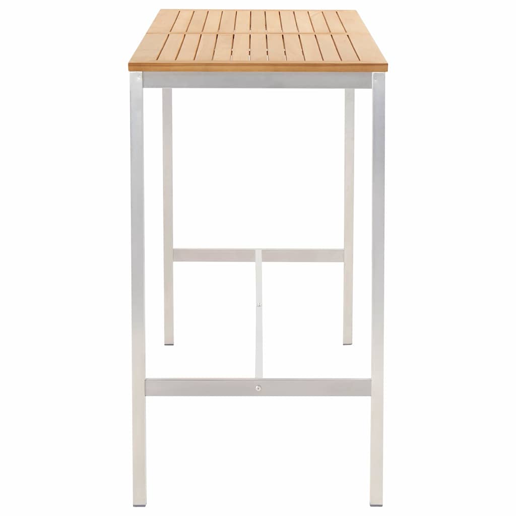 Σετ Επίπλων Μπαρ 7 Τεμαχίων Μασίφ Ξύλο Teak / Ανοξείδωτο Ατσάλι - Pakobazaar