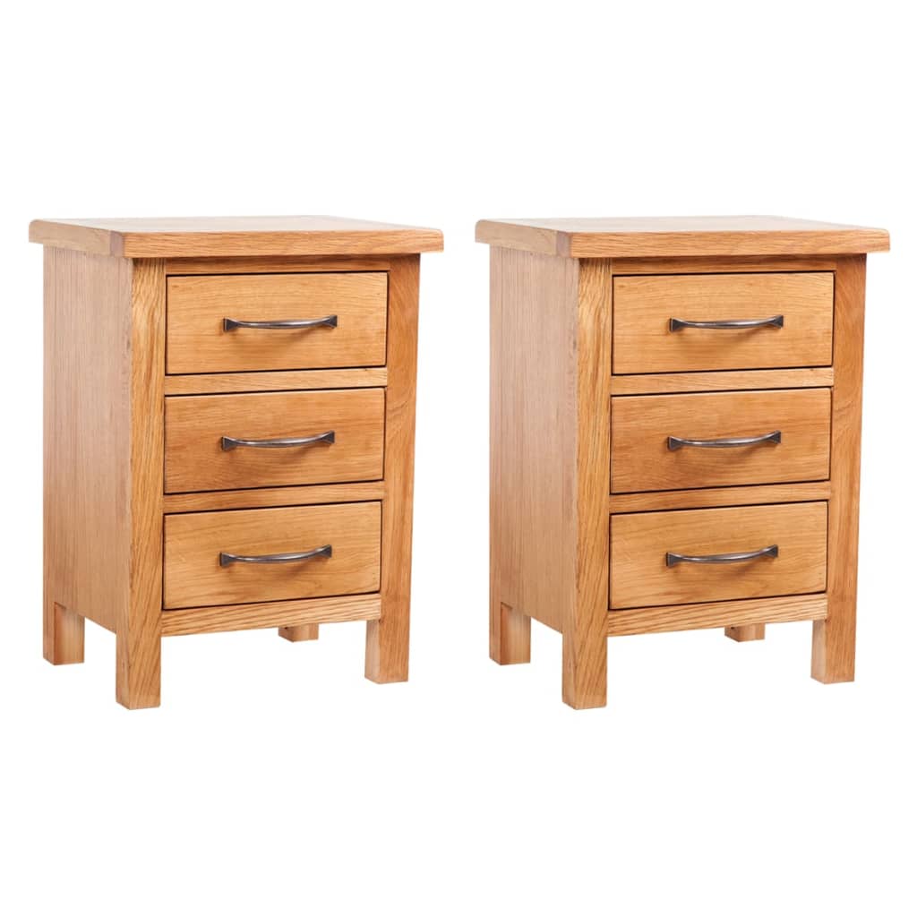 Κομοδίνα 2 τεμ. 40 x 30 x 54 εκ. από Μασίφ Ξύλο Δρυός - PAKOBAZAAR