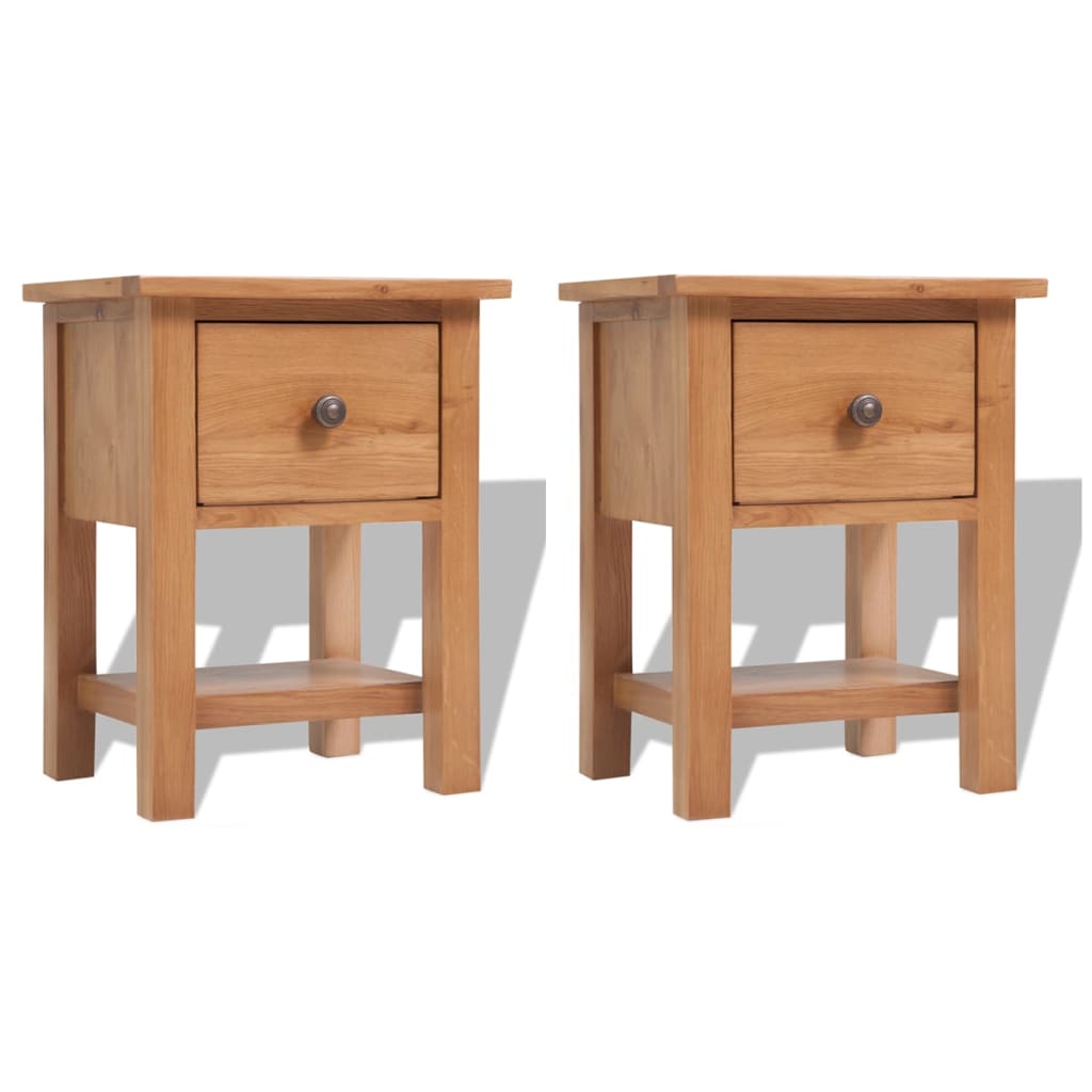 Κομοδίνα 2 τεμ. 36 x 30 x 47 εκ. από Μασίφ Ξύλο Δρυός - Pakobazaar