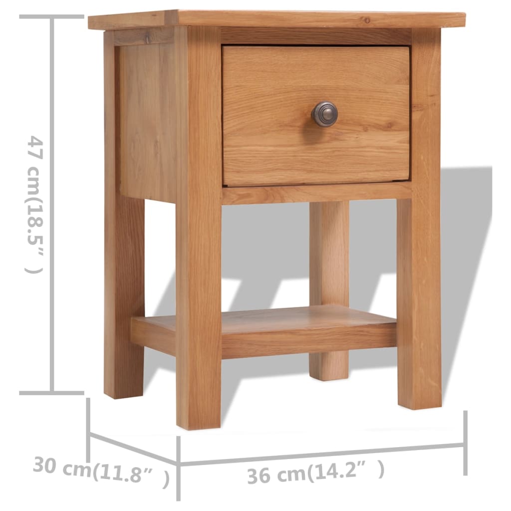 Κομοδίνα 2 τεμ. 36 x 30 x 47 εκ. από Μασίφ Ξύλο Δρυός - Pakobazaar