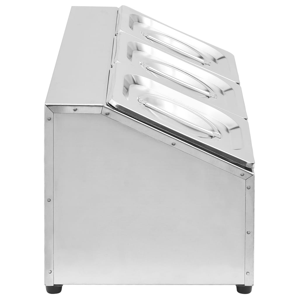 Βάση για Λεκάνες Gastronorm με 3 Σκεύη GN 1/6 Ανοξείδωτο Ατσάλι - Pakobazaar