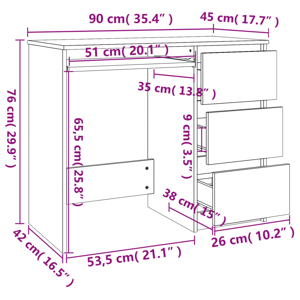 Γραφείο Γκρι 90 x 45 x 76 εκ. από Μοριοσανίδα