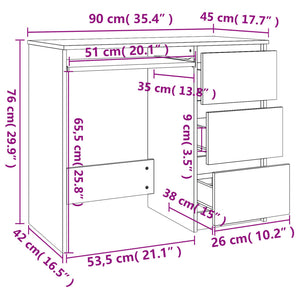 Γραφείο Γκρι 90 x 45 x 76 εκ. από Μοριοσανίδα