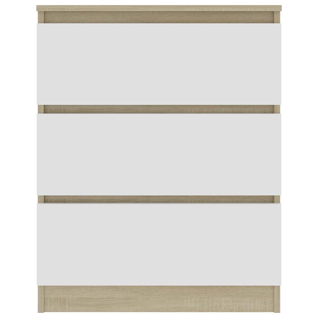 Συρταριέρα Λευκή/Sonoma Δρυς 60x35x76 εκ. Επεξεργασμένο Ξύλο - Pakobazaar