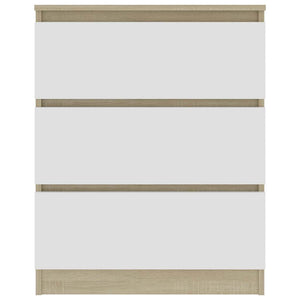 Συρταριέρα Λευκή/Sonoma Δρυς 60x35x76 εκ. Επεξεργασμένο Ξύλο - Pakobazaar