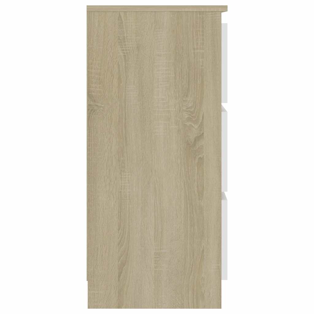 Συρταριέρα Λευκή/Sonoma Δρυς 60x35x76 εκ. Επεξεργασμένο Ξύλο - Pakobazaar