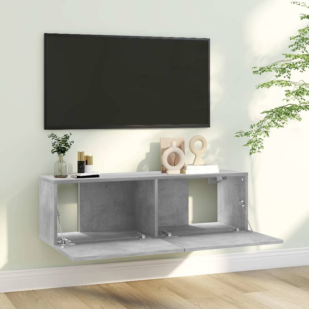 Έπιπλο Τηλεόρασης Γκρι Σκυροδέματος 100x30x30εκ. από Επεξ. Ξύλο - Pakobazaar
