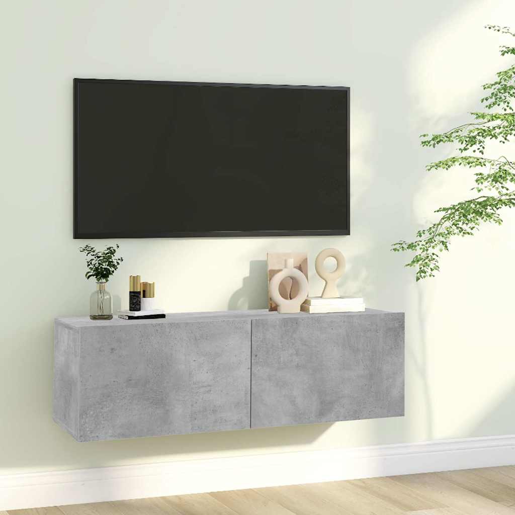 Έπιπλο Τηλεόρασης Γκρι Σκυροδέματος 100x30x30εκ. από Επεξ. Ξύλο - Pakobazaar