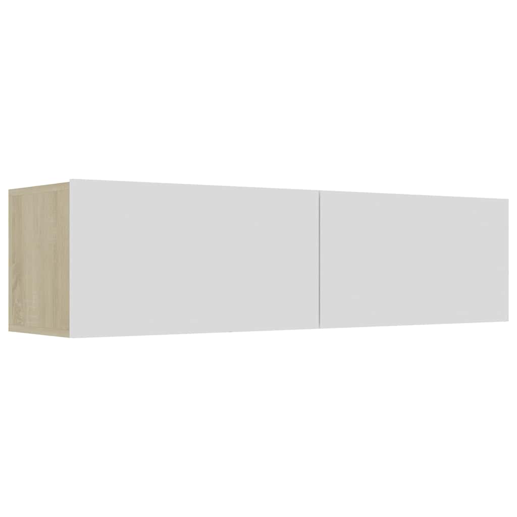 Έπιπλο Τηλεόρασης Λευκό/Sonoma Δρυς 120x30x30εκ. από Επεξ. Ξύλο