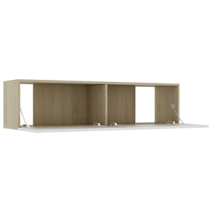 Έπιπλο Τηλεόρασης Λευκό/Sonoma Δρυς 120x30x30εκ. από Επεξ. Ξύλο