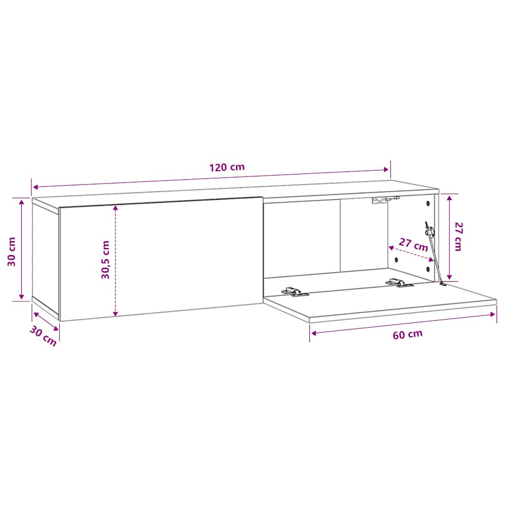 Έπιπλο Τηλεόρασης Λευκό/Sonoma Δρυς 120x30x30εκ. από Επεξ. Ξύλο