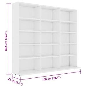 Έπιπλο για CD Λευκό 100 x 23 x 89,5 εκ. από Επεξ. Ξύλο