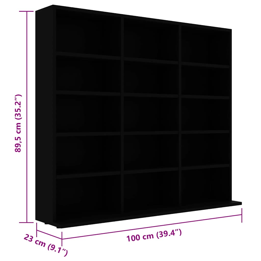 Έπιπλο για CD Μαύρο 100 x 23 x 89,5 εκ. από Επεξ. Ξύλο