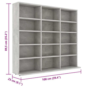 Έπιπλο για CD Γκρι του Σκυροδέματος 100x23x89,5 εκ. Επεξ. Ξύλο