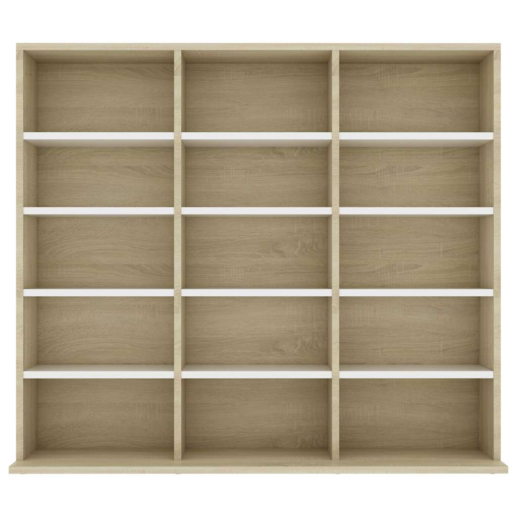 Έπιπλο για CD Λευκό/Sonoma Δρυς 100x23x89,5 εκ. από Μοριοσανίδα
