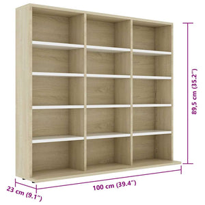 Έπιπλο για CD Λευκό/Sonoma Δρυς 100x23x89,5 εκ. από Μοριοσανίδα