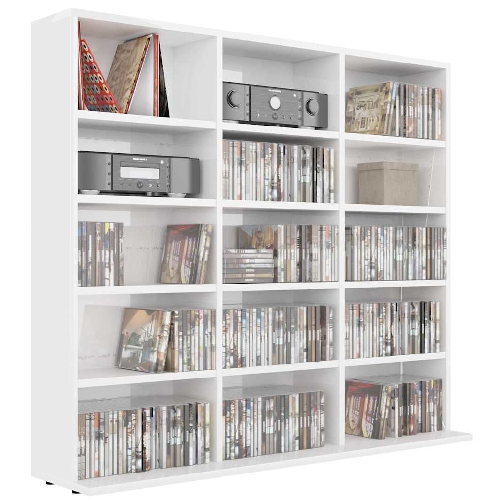 Έπιπλο για CD Γυαλιστερό Λευκό 100 x 23 x 89,5 εκ. Επεξ. Ξύλο - Pakobazaar