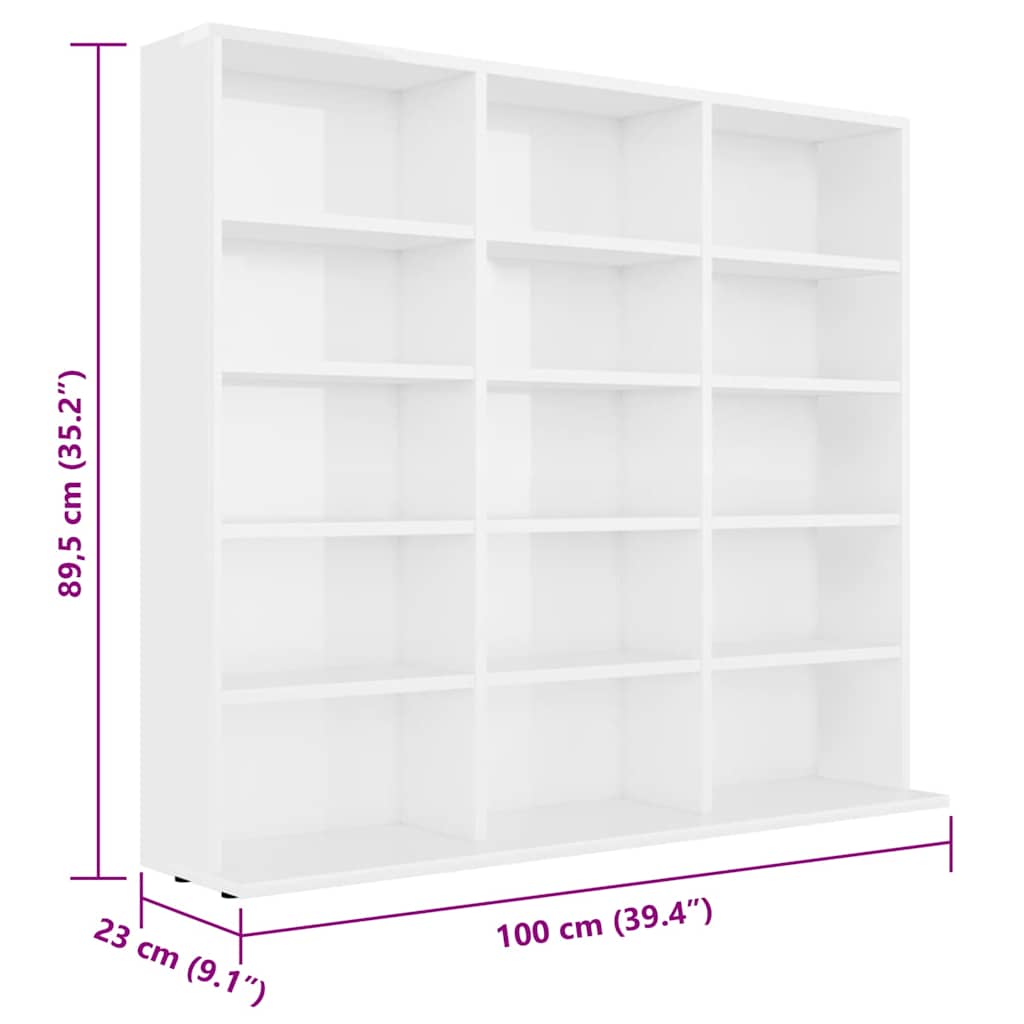 Έπιπλο για CD Γυαλιστερό Λευκό 100 x 23 x 89,5 εκ. Επεξ. Ξύλο - Pakobazaar