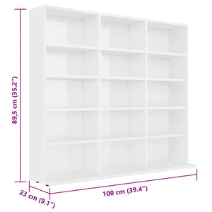 Έπιπλο για CD Γυαλιστερό Λευκό 100 x 23 x 89,5 εκ. Επεξ. Ξύλο - Pakobazaar