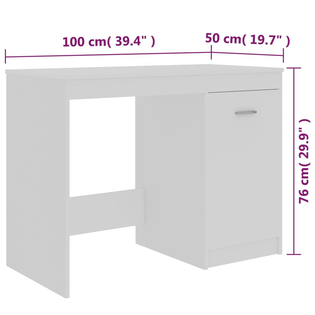 Γραφείο Λευκό 100 x 50 x 76 εκ. από Επεξ. Ξύλο