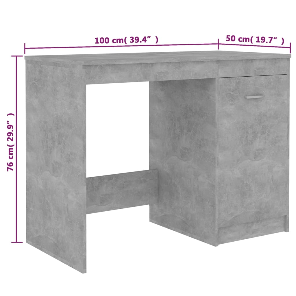 Γραφείο Γκρι Σκυροδέματος 100 x 50 x 76 εκ. από Επεξ. Ξύλο - Pakobazaar