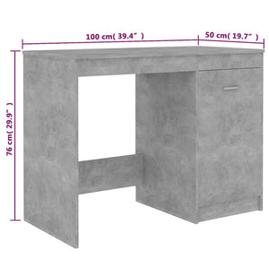 Γραφείο Γκρι Σκυροδέματος 100 x 50 x 76 εκ. από Επεξ. Ξύλο - Pakobazaar