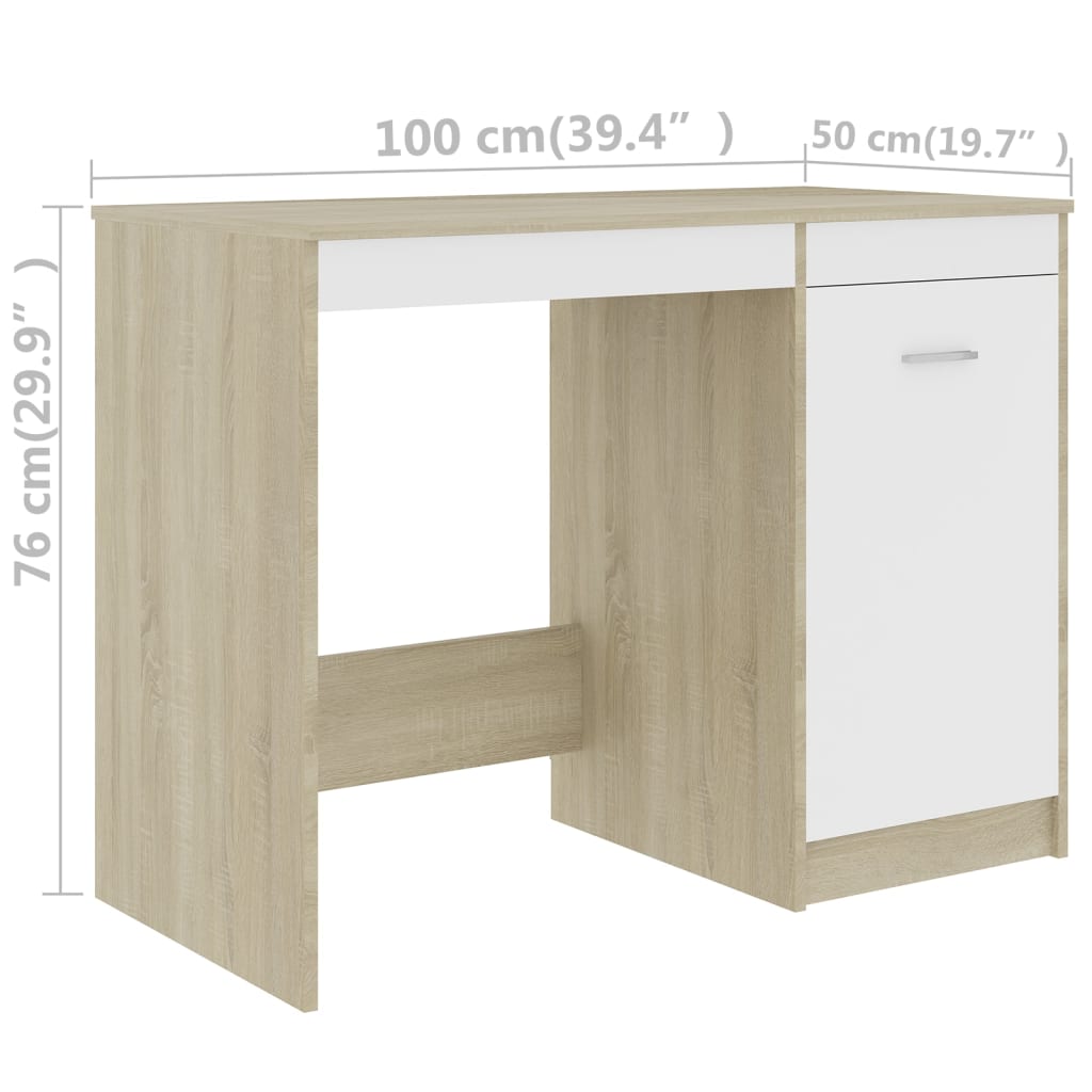 Γραφείο Λευκό / Sonoma Δρυς 100 x 50 x 76 εκ. από Μοριοσανίδα