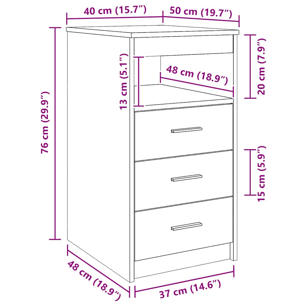 Συρταριέρα Γκρι Σκυροδέματος 40x50x76 εκ. Επεξεργασμένο Ξύλο
