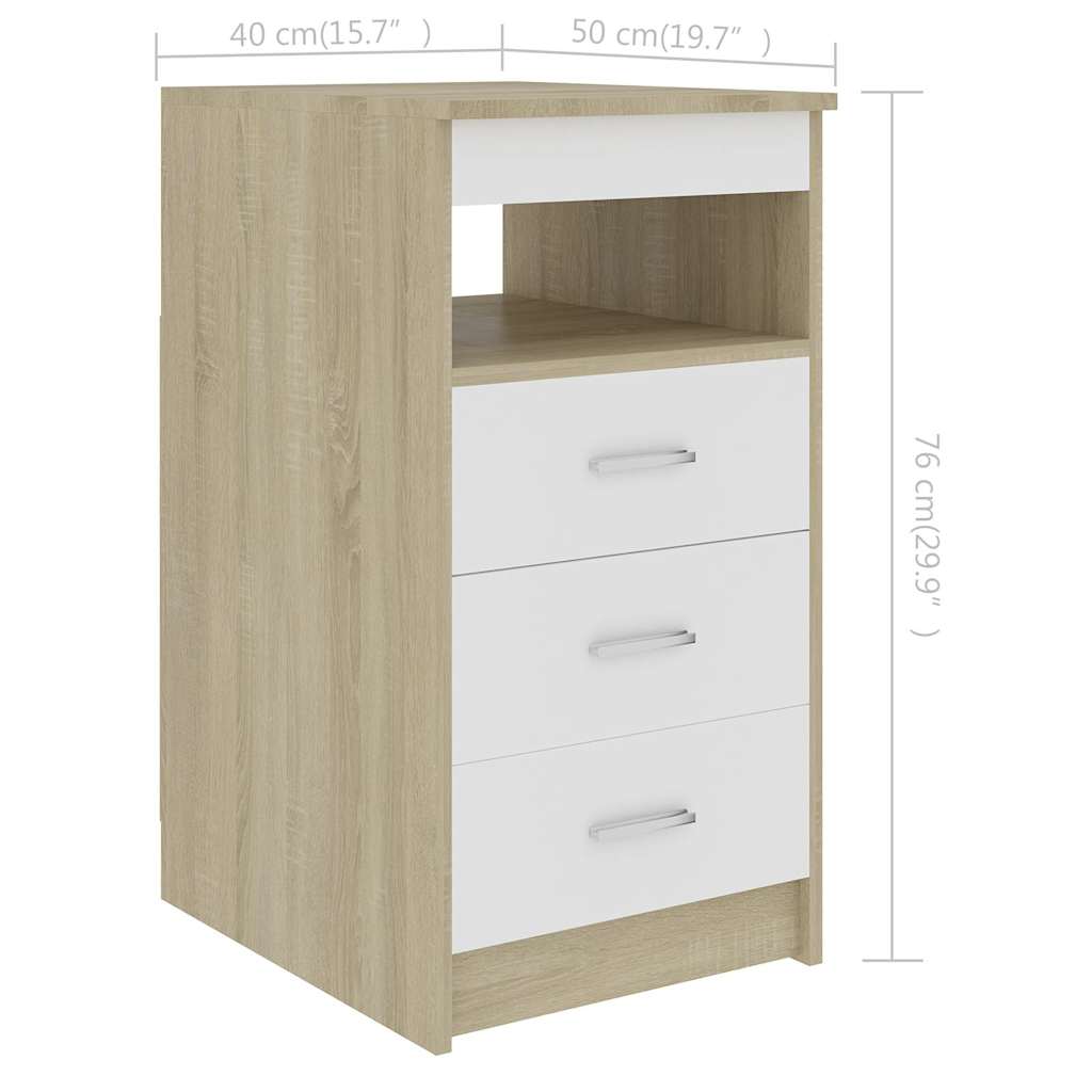 Συρταριέρα Λευκό/Sonoma Δρυς 40x50x76 εκ. Επεξεργασμένο Ξύλο