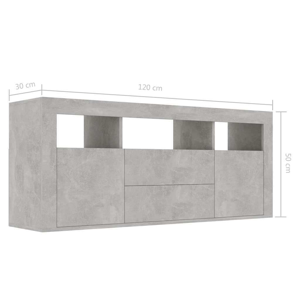 Έπιπλο Τηλεόρασης Γκρι Σκυροδέματος 120x30x50 εκ. Μοριοσανίδα