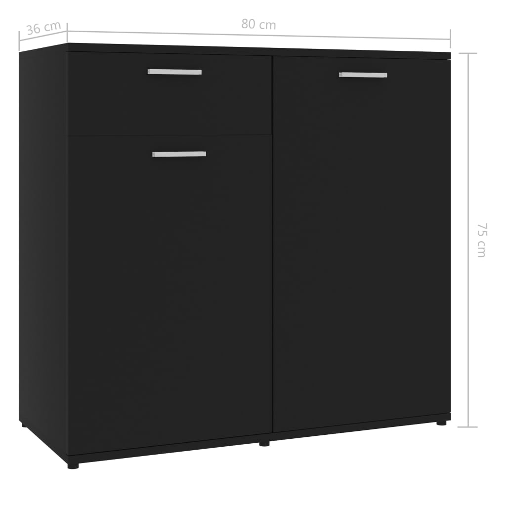 Ντουλάπι Μαύρο 80 x 36 x 75 εκ. από Επεξεργασμένο Ξύλο